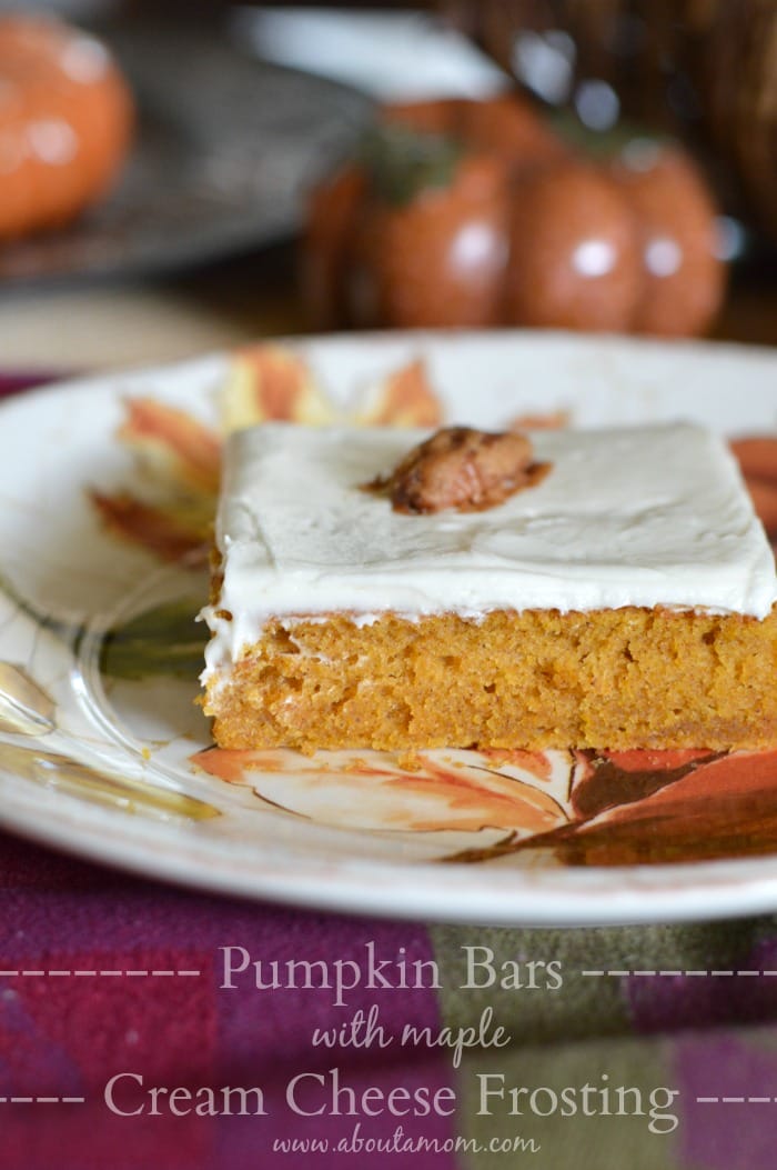 Pumpkin Bars with Maple Cream Cheese Frosting