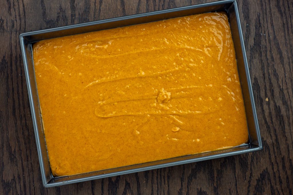 pumpkin batter in a pan