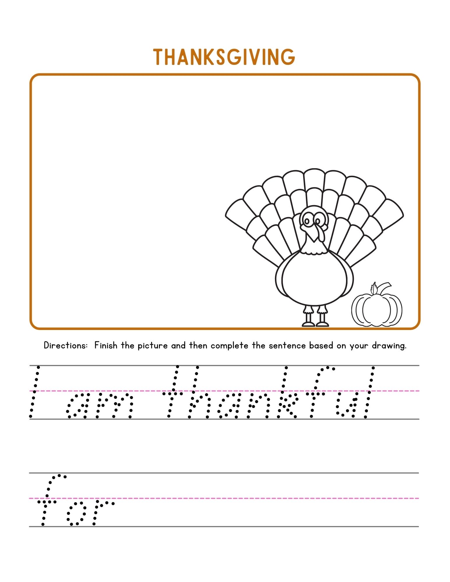 Thanksgiving Sentence Starter Worksheet
