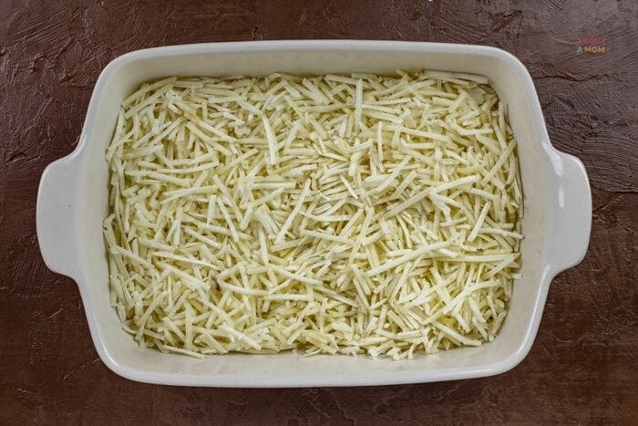 hash browns in a casserole dish