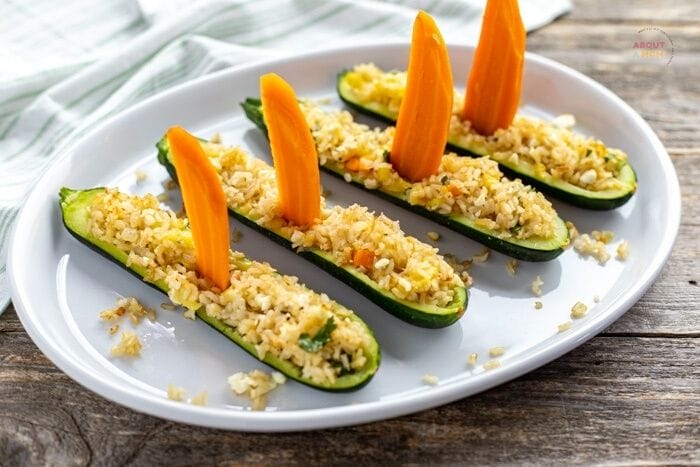 zucchini boats on a white plate