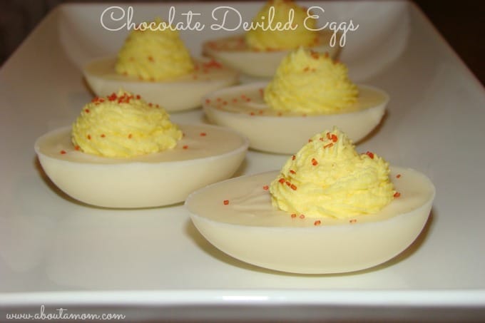 These deviled eggs made from chocolate and buttercream icing are such a fun Easter dessert idea, though it seem more like an April Fool's joke for your guests. It truly is hard to tell that they aren't real eggs.