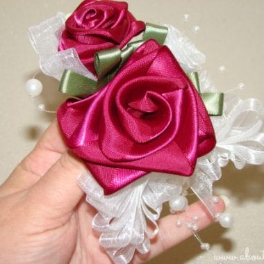Red Ribbon Roses Corsage for Mother's Day