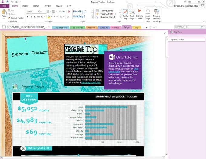 Microsoft Office 365 Home Premium and OneNote Budget Tab
