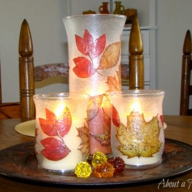 Inexpensive Fall Candle Holder Decoupage Project