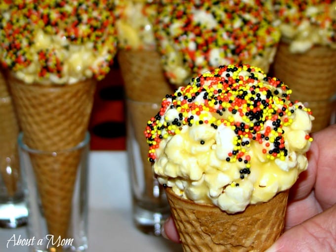Popcorn Ball Ice Cream Cones for Halloween