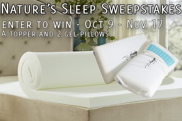 Nature’s Sleep Memory Foam Topper and Pillows Giveaway