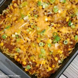 I love putting my own spin on dinnertime and this sloppy joe casserole is a perfect example of that. Don't have hamburger buns or bread in the house? No worries! With a box of spaghetti you can still enjoy all the great flavor of sloppy joes. This recipe is perfect for using up sloppy joe leftovers too!