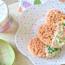 White Chocolate Dipped Easter Rice Krispies Treats