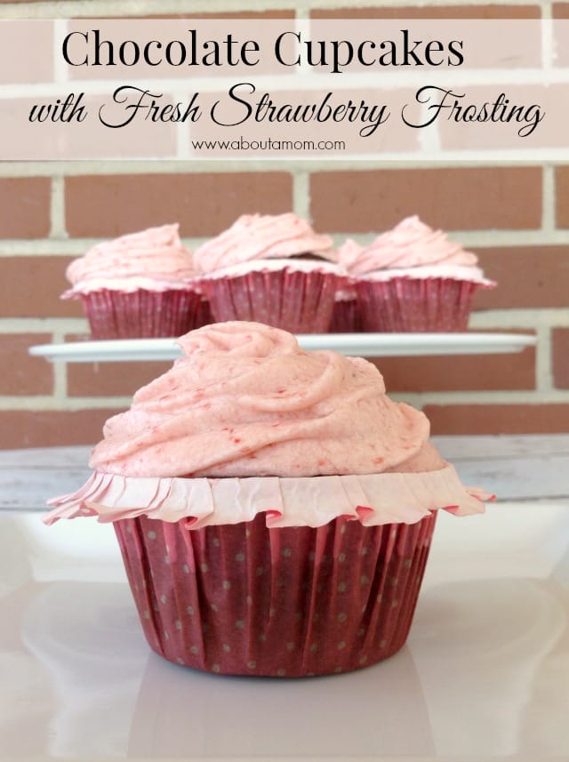 Chocolate Cupcakes with Fresh Strawberry Frosting