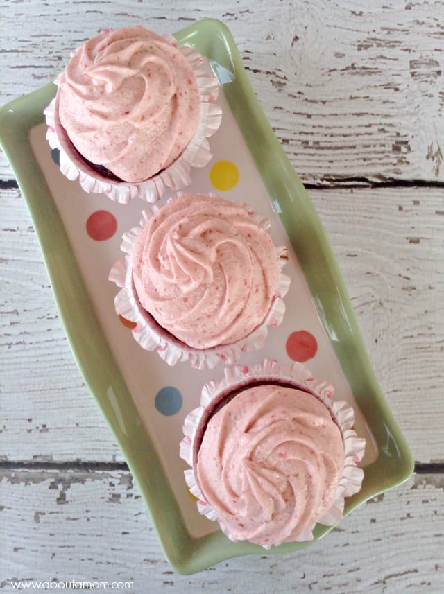 Chocolate Cupcakes with Fresh Strawberry Frosting