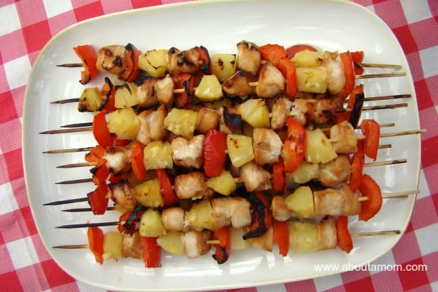 Teriyaki Chicken, Pineapple and Red Pepper Kabobs