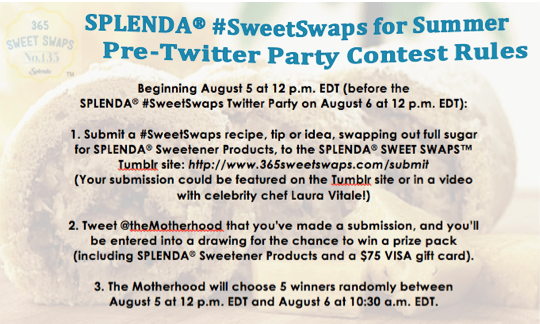 Splenda #SweetSwaps Twitter Party and Recipe Contest Rules