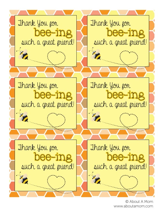 Thank you for bee-ing a great friend! Printable