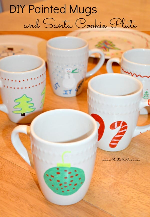 DIY Holiday Fun Painted Mugs and Santa Cookie Plate