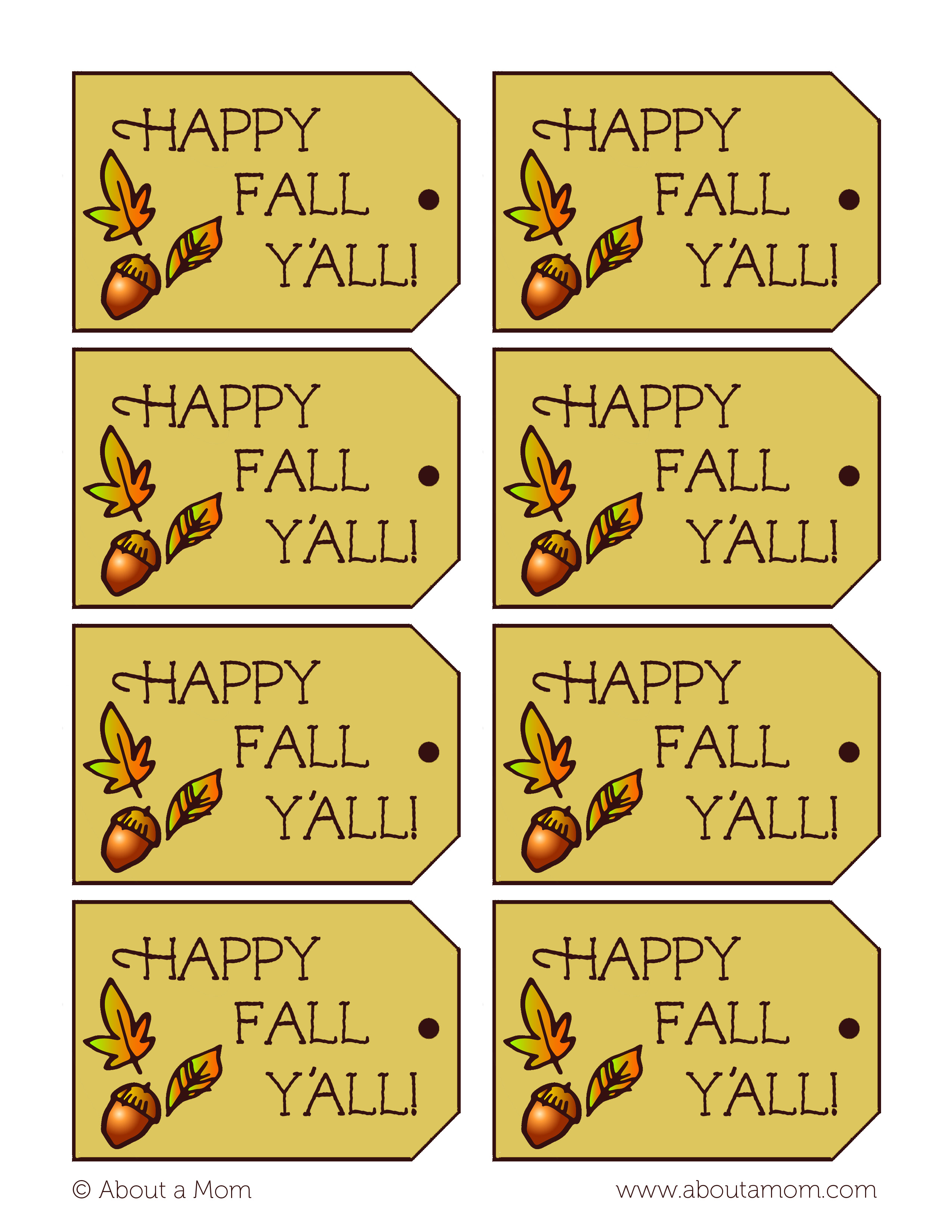 Happy Fall Y'all Printable Gift Tag