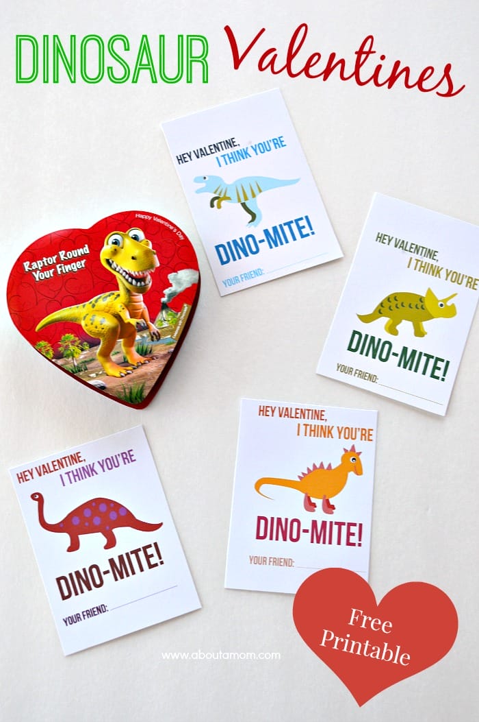 Free Printable Dinosaur Valentines - About a Mom