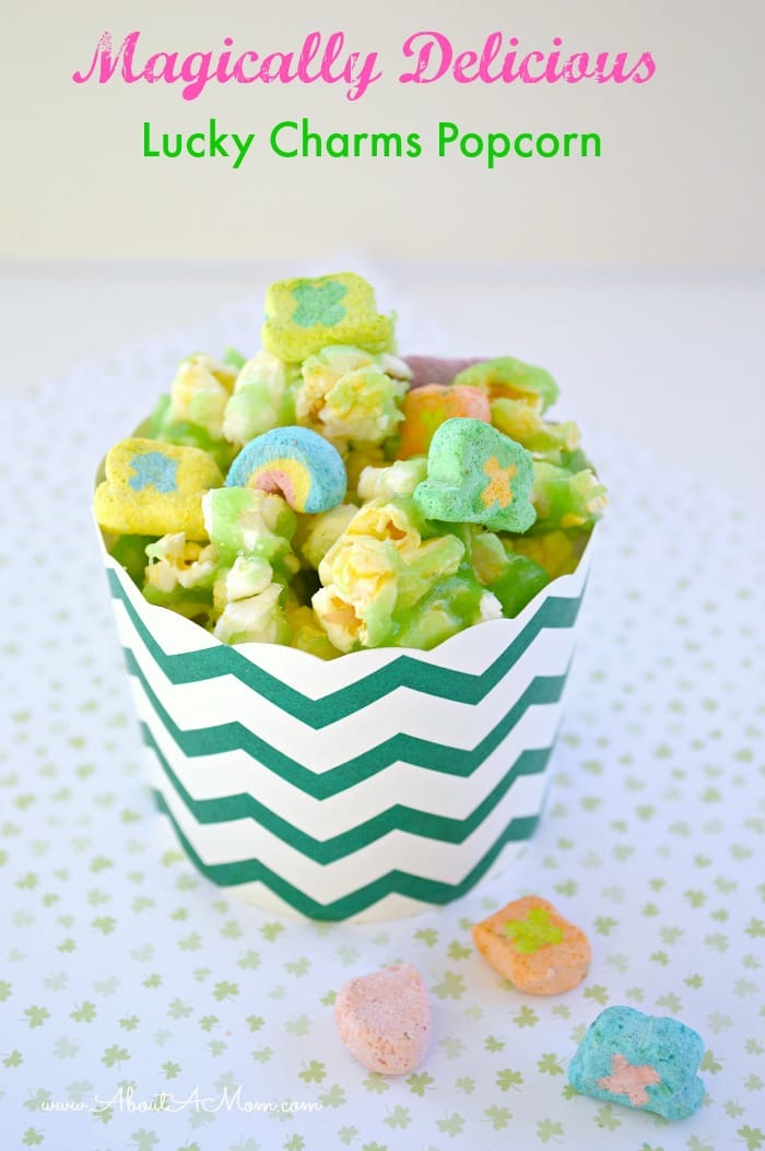 Magically Delicious Lucky Charms Popcorn is such a fun St. Patrick's Day treat!
