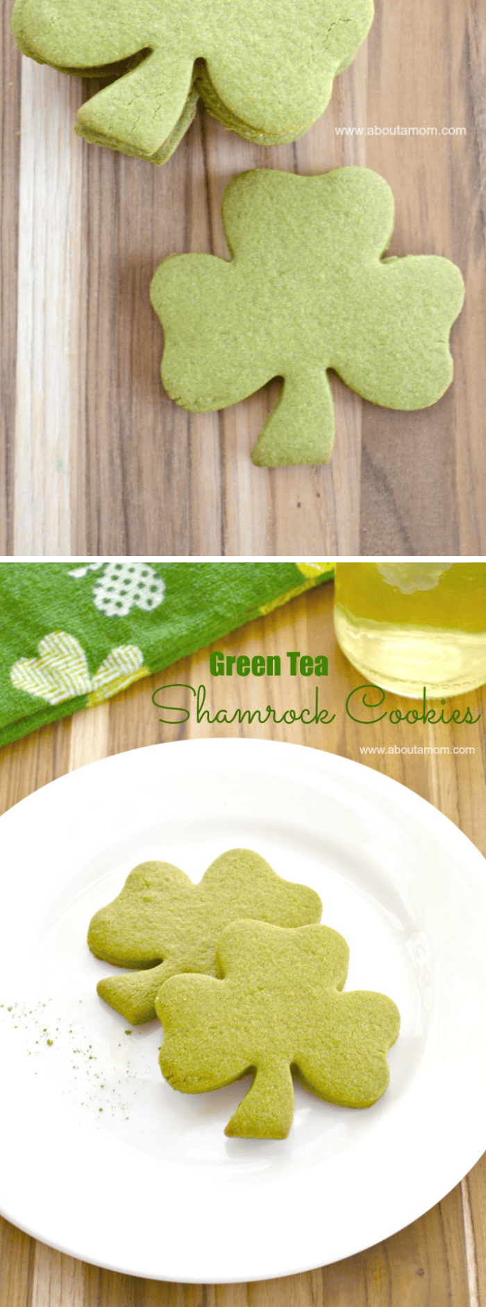 Matcha green tea powder gives Green Tea Shamrock Cookies their beautiful green color. Loaded with antioxidants, green tea is a healthy ingredient for St. Patrick's Day cookies.