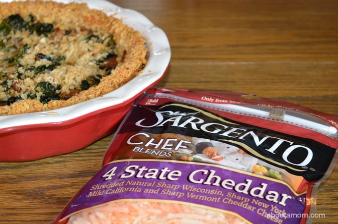 Cheesy Bacon, Onion and Kale Quiche made with Sargento Chef Blends 4 State Cheddar