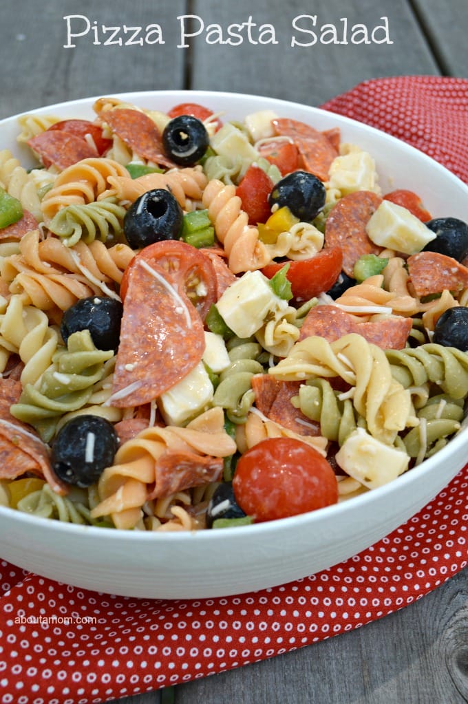 Pizza Pasta Salad has all the great flavors of a pizza. It's a fantastic summer side that the whole family will enjoy.
