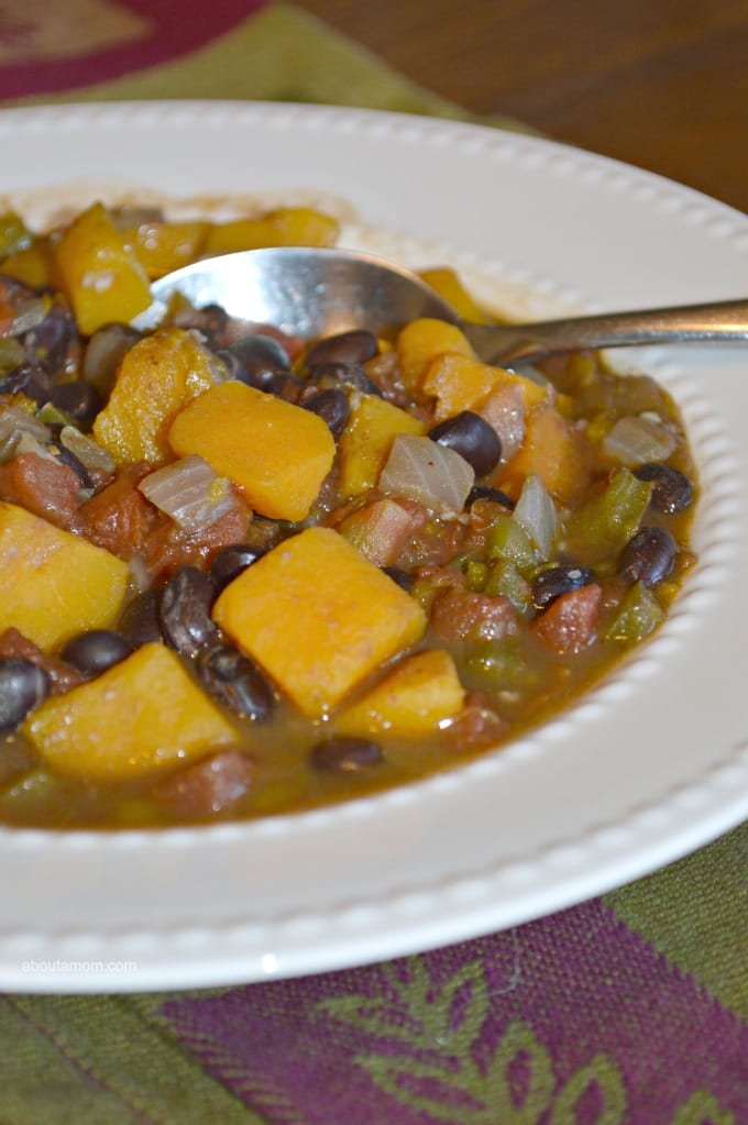 This hearty vegetarian and dairy-free Butternut Squash and Black Bean Chili recipe has great flavor. It is perfect for a fall evening or on game day. The whole family will enjoy this meal.