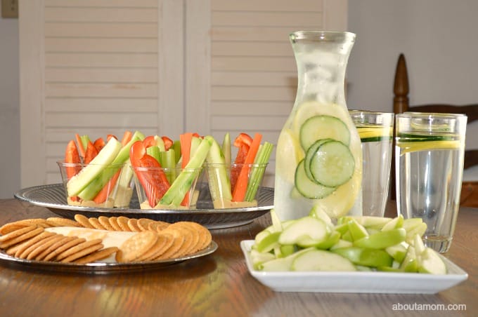 Spa party ideas featuring healthy snacks and an introduction to the Clarisonic Smart Profile facial cleanser.