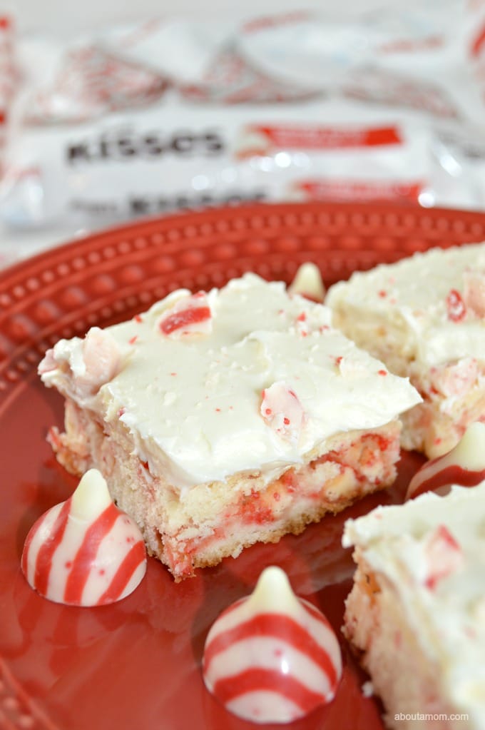 Tender peppermint infused sugar cookie bars, topped with a sweet peppermint cream cheese frosting. These Peppermint Sugar Cookie Bars are perfect for your holiday parties and gift giving.