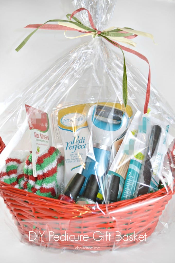 Give a Pedi Perfect Holiday with this DIY Pedicure Gift Basket featuring the new Amopé Pedi Perfect™ electronic foot file.