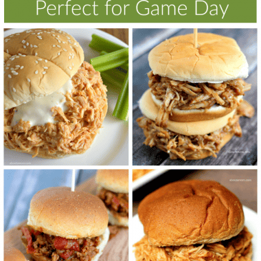Celebrate National Slow Cooker Month with this Slow Cooker Buffalo Chicken recipe and 3 more slow cooker sandwich recipes that are perfect for game day.