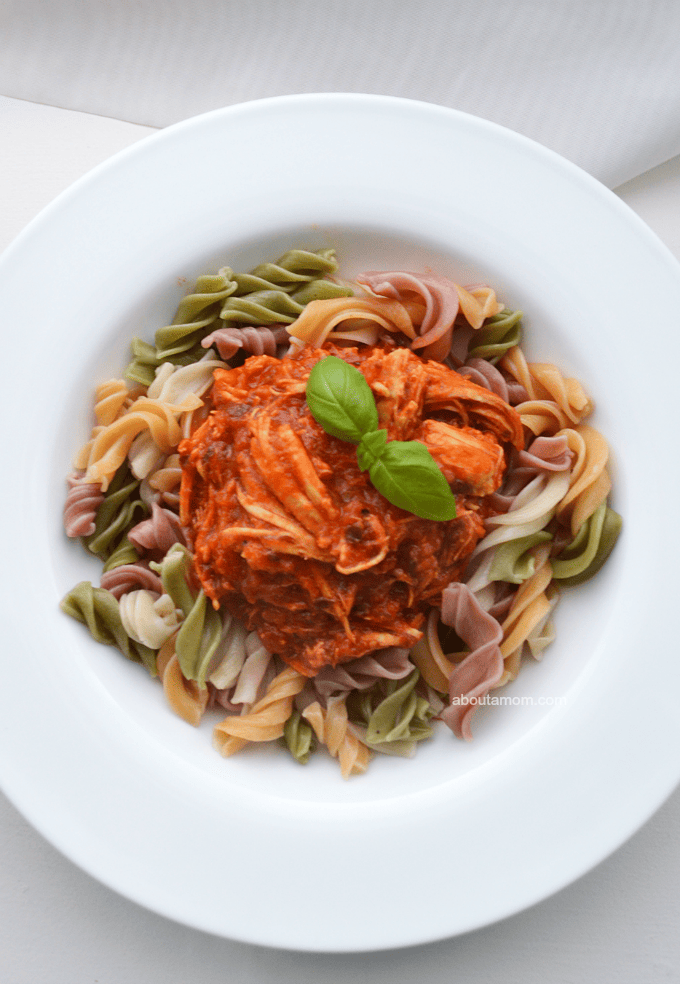 This flavorful and easy-to-make pulled chicken in red sauce is perfect for a busy week night. Serve it with your favorite pasta for a complete meal.