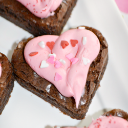 Strawberry Frosted Heart Shaped Brownies