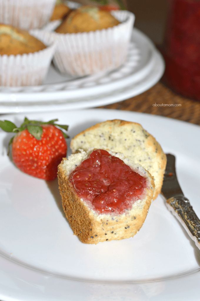Lemon Poppy Seed Muffins with Fresh Strawberry Jam
