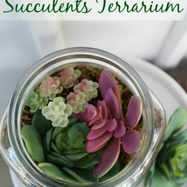 Simple Faux Succulents Terrarium made from Dollar Store items.