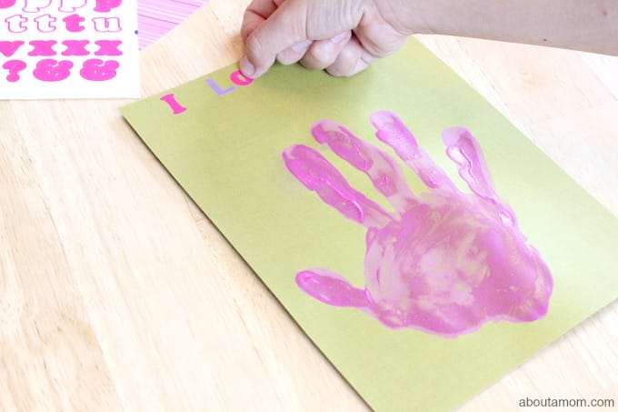 Hand Print Bouquet Mother's Day Card, sticker letters