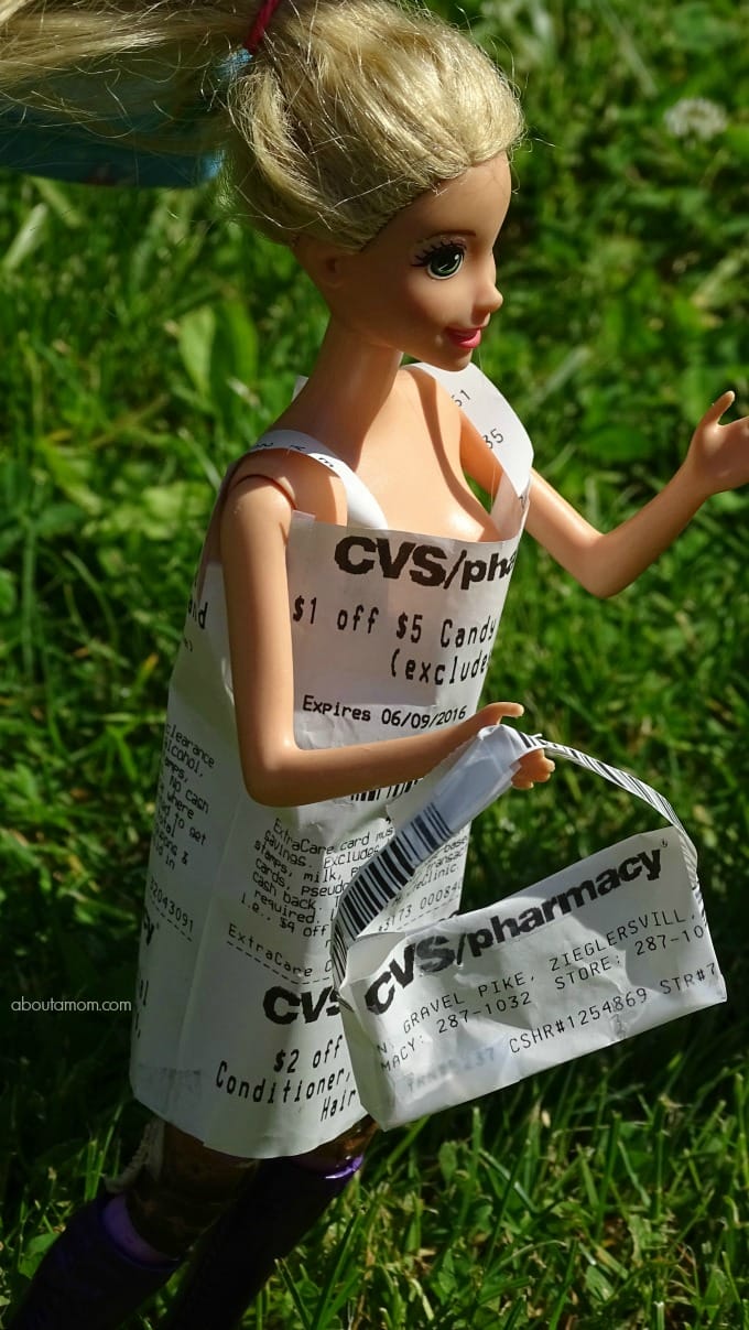 Wondering what to do with that long receipt from CVS? Make a paper dress for Barbie! CVS/Pharmacy has announced digital receipts coming soon, so make it while you can!