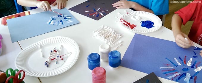 Get kids into the Patriotic spirit with this simple and fun Q-Tip painted firework craft.