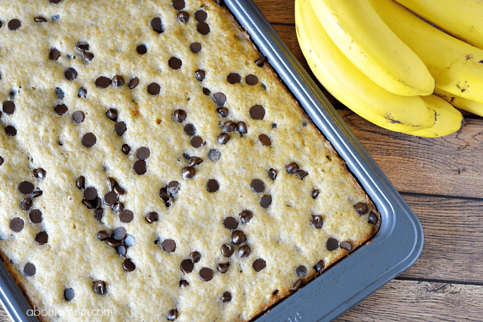 Quick and easy Banana Chocolate Chip Bars are a nice alternative to the classic chocolate chip cookie. These bars are soft, moist and a great treat for any day of the week.