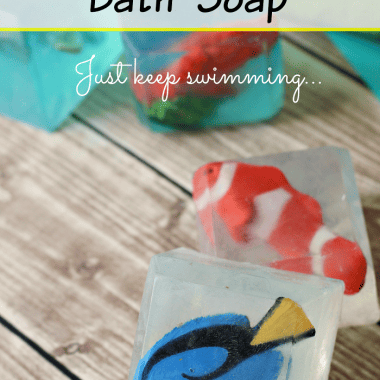 Make your own inspired by Finding Dory bath soap. Children will enjoy playing with Dory and her ocean friends at bath time.