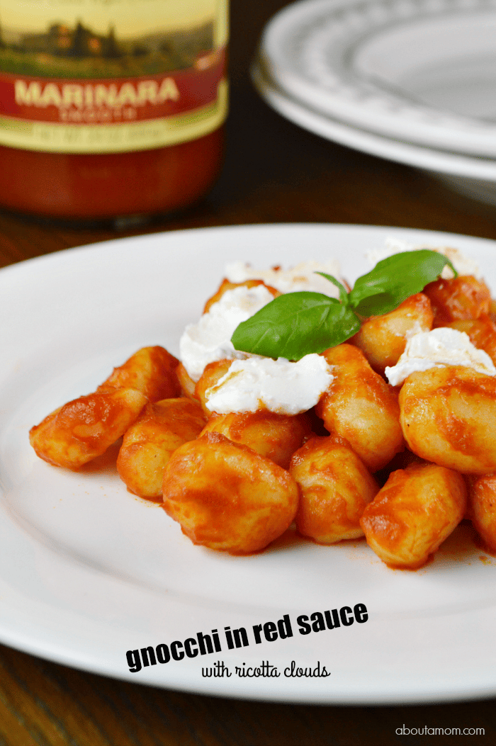 Potato Gnocchi in Red Sauce with Ricotta Clouds