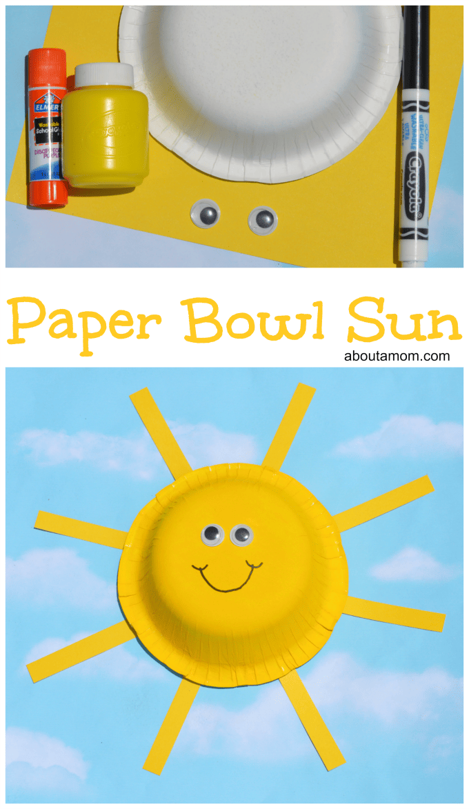 This paper bowl sun craft is a easy and fun summer themed craft for kids.