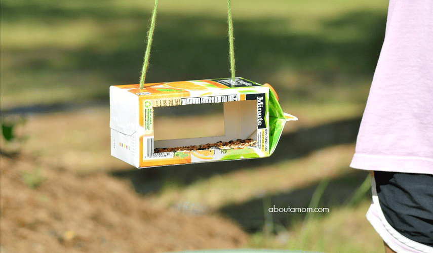 Want to attract more birds to your backyard? Make upcycled bird feeders from juice containers. Backyard bird watching can be a fun and educational activity for the whole family.