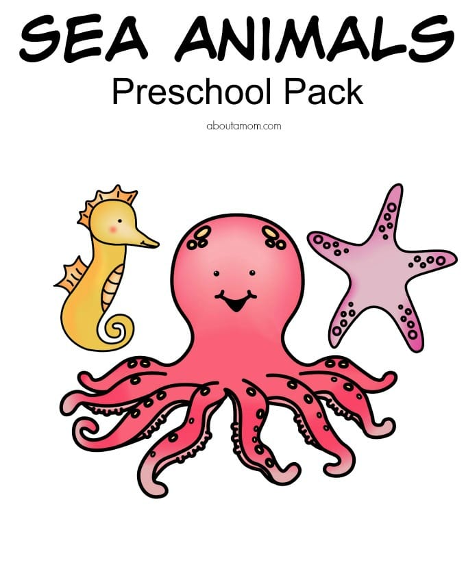 Lots of fun sea animals in this free preschool printable pack