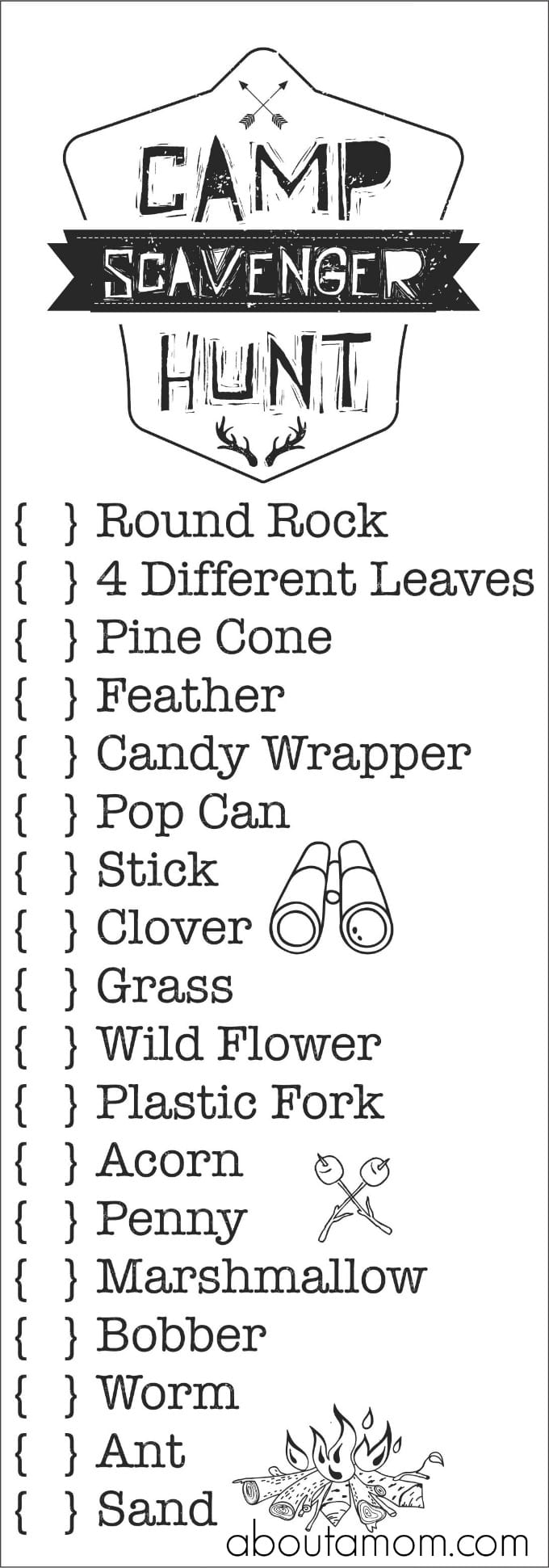 Printable Camp Scavenger Hunt Bags About A Mom