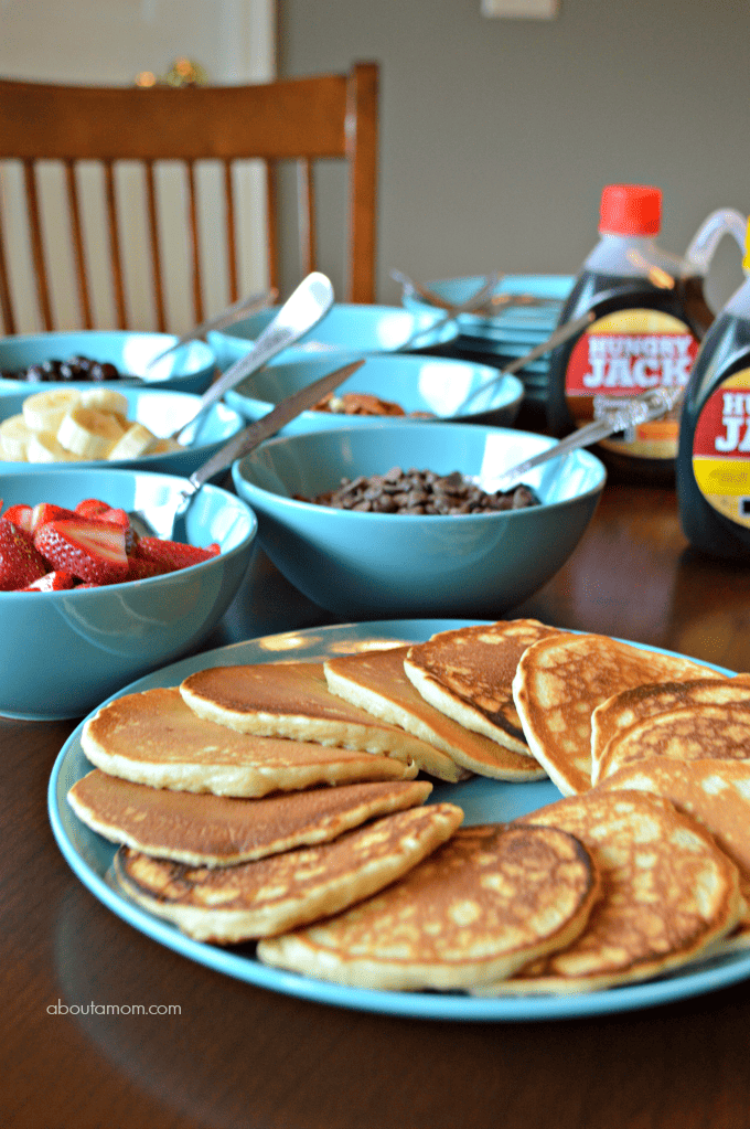 A build your own pancake bar is perfect for families with different tastes. It's also a fun way to create a perfect breakfast for parties, family gatherings and special events.