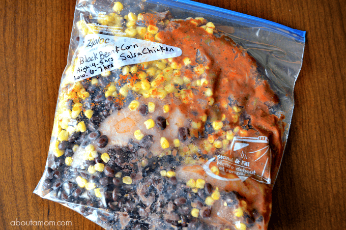 Black Bean and Corn Salsa Chicken Freezer Meal for the Slow Cooker