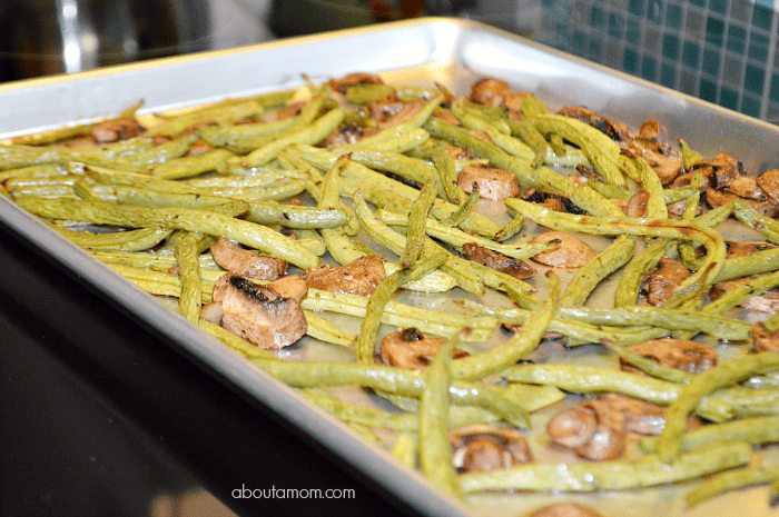 Roasted Green Beans and Mushrooms with Balsamic