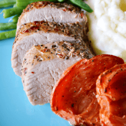 Peppercorn Pork Tenderloin with Roma Tomatoes is a flavorful and simple-to-prepare meal that is ready in just 30 minutes.
