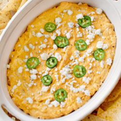 This cheesy and delicious Slow Cooker Buffalo Chicken Dip is perfect for your next game day gathering or party. It encompasses all the flavors of your favorite buffalo chicken wings. Serve with some tortilla chips and celery sticks for the winning point!