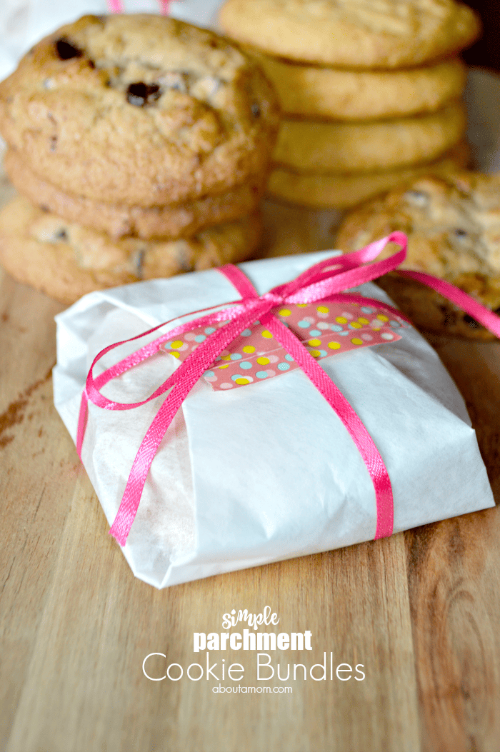 These parchment paper cookie bundles are incredibly sweet and simple to put together. It’s a sweet cookie gift, and a great way to let someone know you are thinking of them.
